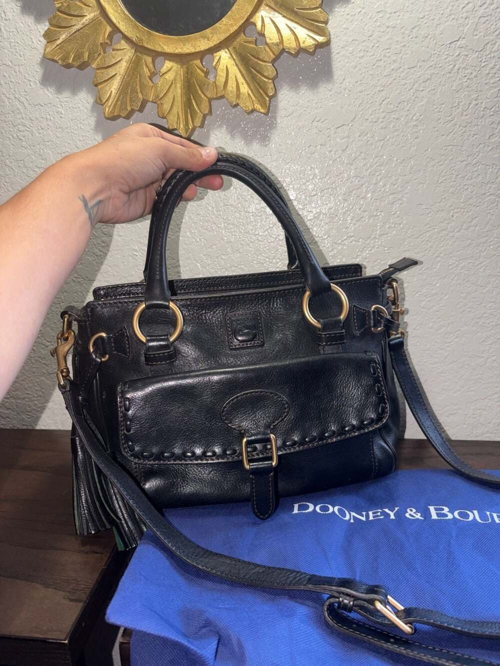 Dooney & Bourke Black Florentine Leather Small Satchel